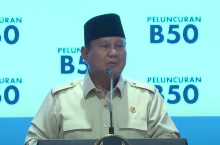 Presiden RI Prabowo Subianto saat peresmian B50 (Instagram @stockalpha.id)