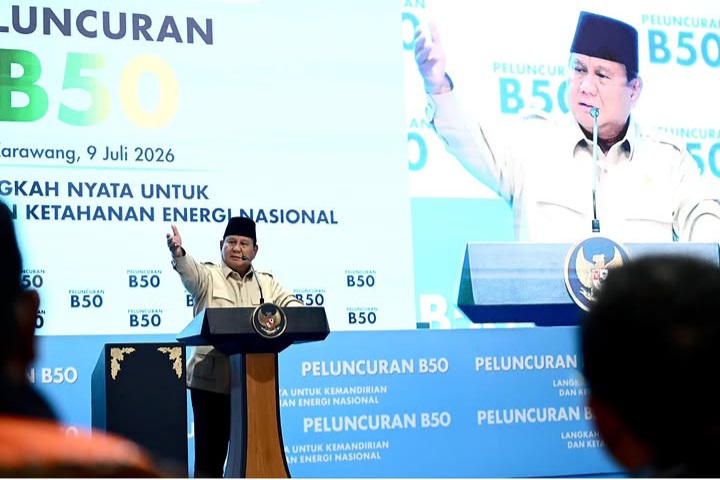 Presiden RI Prabowo Subianto saat peresmian B50 bicara soal pemerintah dituduh bohong (Instagram @sekretariat.kabinet)