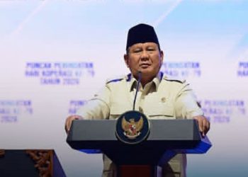 Presiden RI Prabowo Subianto saat pidato di perayaan Hari Koperasi Nasional ke 79 Tahun 2026 yang digelar di Indonesia Area, Gelora Bung Karno (GBK) Jakarta, Minggu 12 Juli 2026 (Instagram @kemenkop)