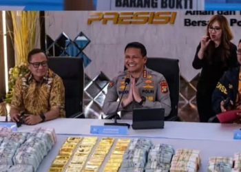 Penemuan barang bukti di rumah Febrie Adriansyah berupa emas batangan dan uang dolar AS-Singapura (Instagram @norecehinfo)