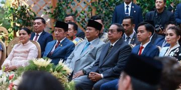 Momen Presiden Prabowo Subianto, Presiden ke 7 RI Joko Widodo atau Jokowi) dan Presiden ke 6 RI Susilo Bambang Yudhoyono (SBY) kompak menghadiri acara pernikahan putra dari pengusaha kenamaan Tanah Air, Garibaldi Thohir, pada Minggu 26 Juli 2026 (Instagram @prabowo)