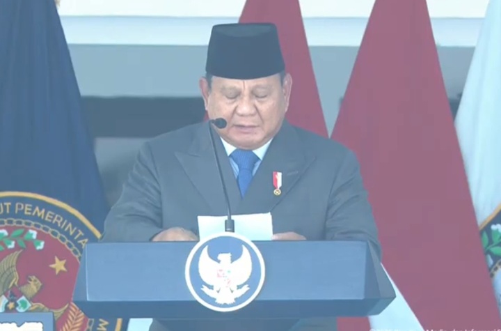 Presiden RI Prabowo Subianto saat pidato pelantikan pamong praja IPDN, Rabu 29 Juli 2026 (YouTube @sekretariat.presiden)