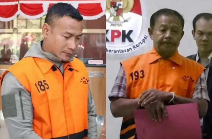 Staf administrasi KPK dari kepolisian Setya Budi Dias Oktavianto dan sang ayah tersangka kasus pemerasan Bupati Pemalang Anom Widiyantoro (Instagram @pemalang.update)