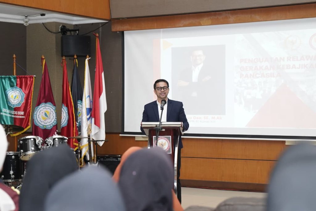 Marinus Gea saat hadiri acara Kebajikan Pancasila di UNIPI