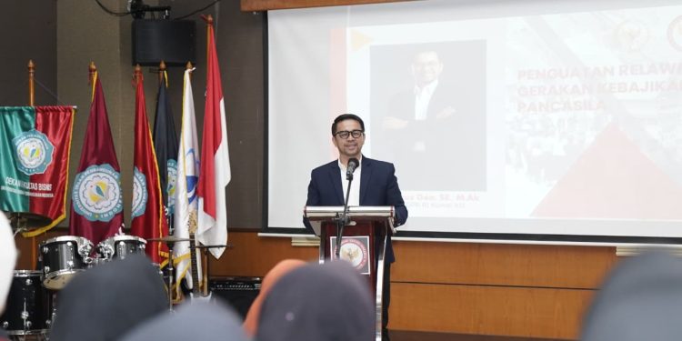 Marinus Gea saat hadiri acara Kebajikan Pancasila di UNIPI