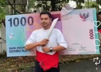 Ilustrasi pawai atau karnaval 17 Agustus. Peserta pawai mengenakan kostum cosplay jadi tokoh di uang Rp.1000 (Instagram @aririyan.official)