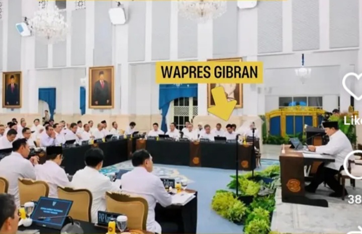 Momen Wapres Gibran tak duduk sejajar dengan Prabowo saat Sidang Kabinet 20 Juli 2026 (Instagram @voxpopular.id)