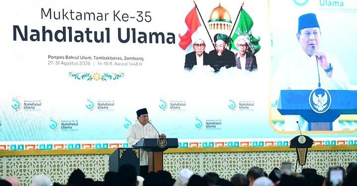 Presiden Prabowo saat Muktamar ke 35 NU di Jombang, Jawa Timur, Kamis 27 Agustus 2026 (Instagram @sekretariat.kabinet)