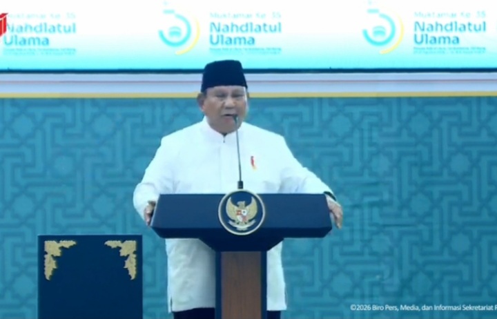 Presiden RI Prabowo Subianto resmi menutup Muktamar ke 35 NU (YouTube @sekretariat presiden)
