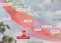 Ilustrasi peta sebaran abu vulkanik erupsi Gunung Anak Krakatau masih terjadi Senin 7 September 2026 (Instagram @fanybabyshop)