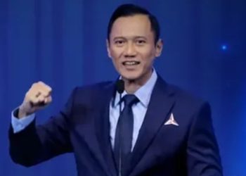 AHY saat meluruskan pidato politiknya di hadapan Presiden Prabowo Subianto di HUT ke 25 Partai Demokrat, Rabu 9 September 2026 (Instagram @pdemokrat)