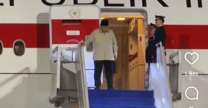 Presiden Prabowo Subianto tiba di RI usai hadiri KTT BRICS 2026 di New Delhi, India (Instagram @sekretariat.presiden)