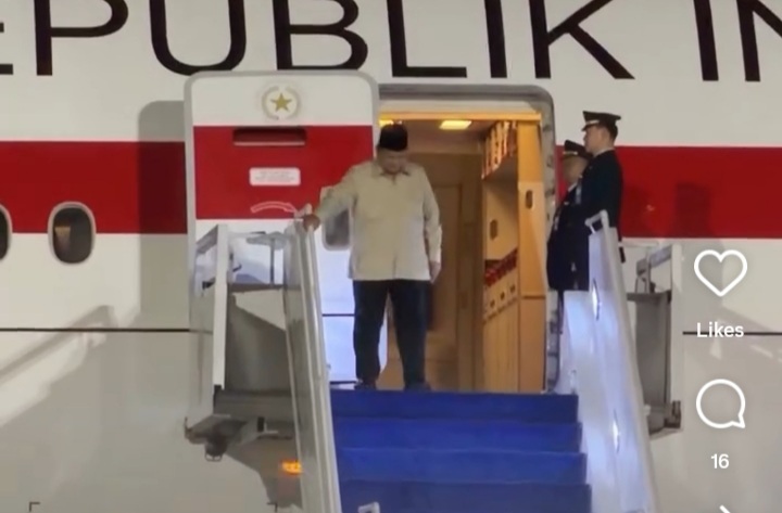 Presiden Prabowo Subianto tiba di RI usai hadiri KTT BRICS 2026 di New Delhi, India (Instagram @sekretariat.presiden)