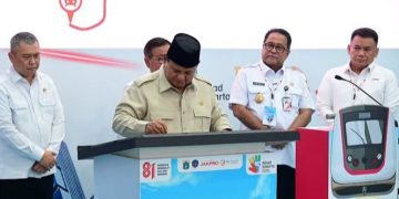 Presiden Prabowo Subianto saat peresmian LRT rute Kelapa Gading-Manggarai, Rabu 16 September 2026 (Instagram @sekretariat.kabinet)