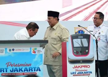 Presiden Prabowo Subianto saat peresmian LRT Kelapa Gading-Manggarai, Rabu 16 September 2026 (Instagram @sekretariat.kabinet)