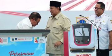 Presiden Prabowo Subianto saat peresmian LRT Kelapa Gading-Manggarai, Rabu 16 September 2026 (Instagram @sekretariat.kabinet)