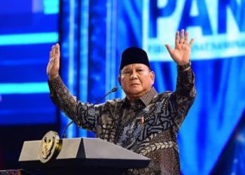 Presiden Prabowo Subianto saat pidato di acara HUT ke 28 PAN (instagram @sekretariat.kabinet)
