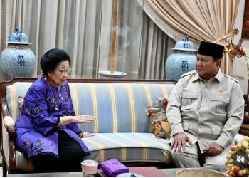 Momen Presiden Prabowo takziah ke Megawati Soekarnoputri atas wafatnya Guruh Sukarnoputra (Instagram @sekretariat.kabinet)