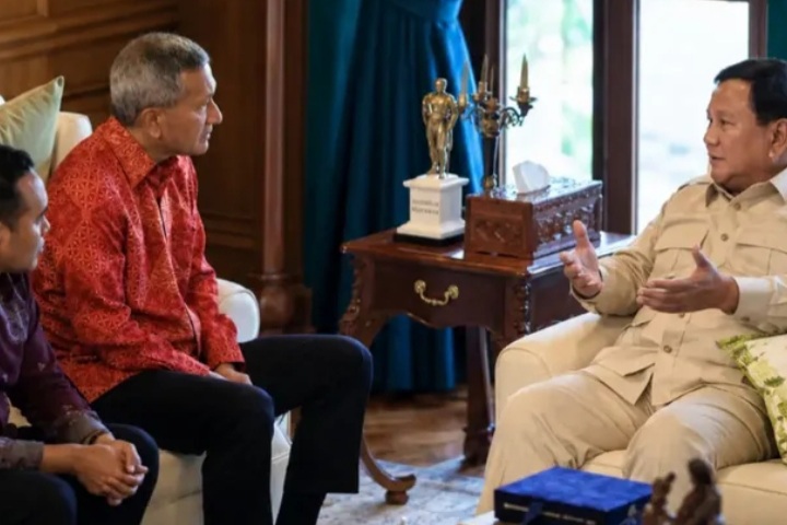 Momen Presiden Prabowo terima tamu Menlu Singapura Vivian Balakrishnan di Hambalang, Bogor, Jawa Barat, Rabu 28 Oktober 2026 (Instagram @nusand_tara)